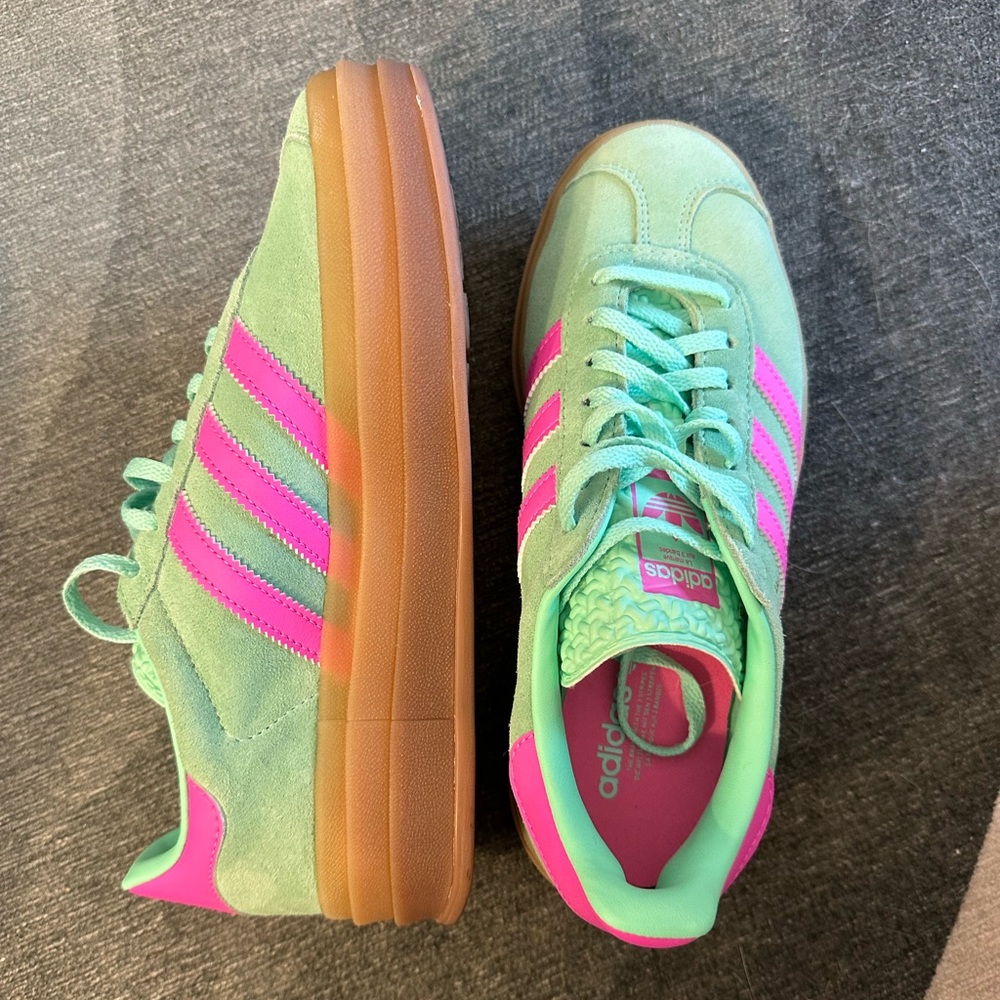 Adidas bold pulse mint pink gazelle sneakers